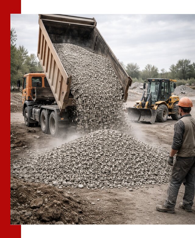 Доставка щебня в Долгопрудном крупными и мелкими фракциями