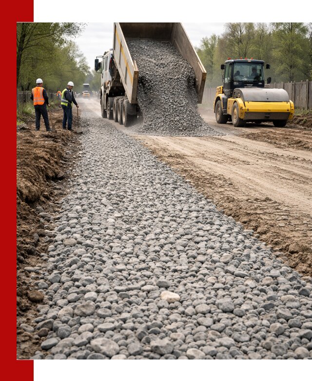 Доставка щебня для отсыпки дорог в Долгопрудном высокого качества