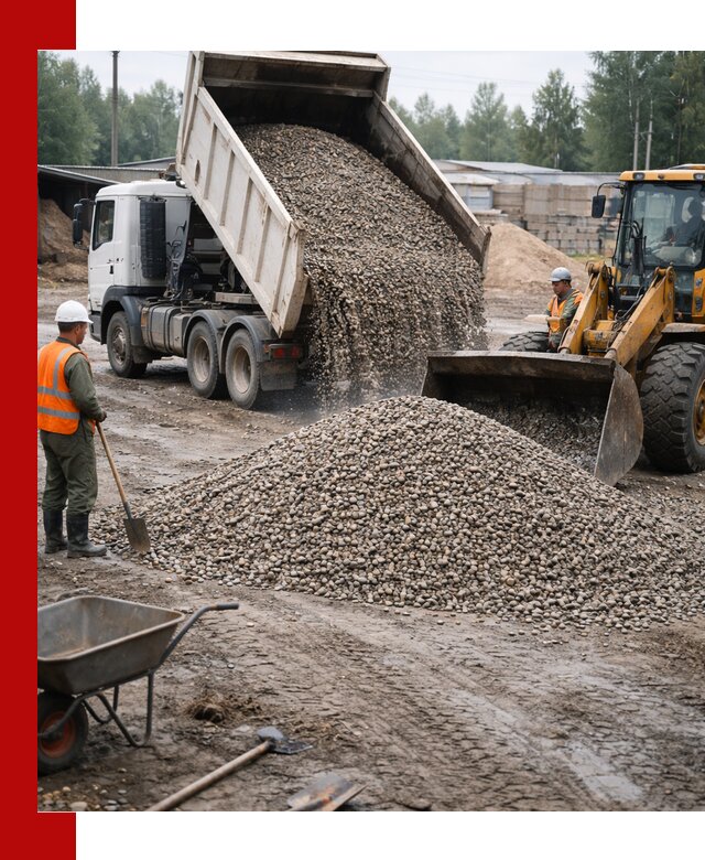 Мытый гравий с доставкой в Долгопрудном от карьера до участка