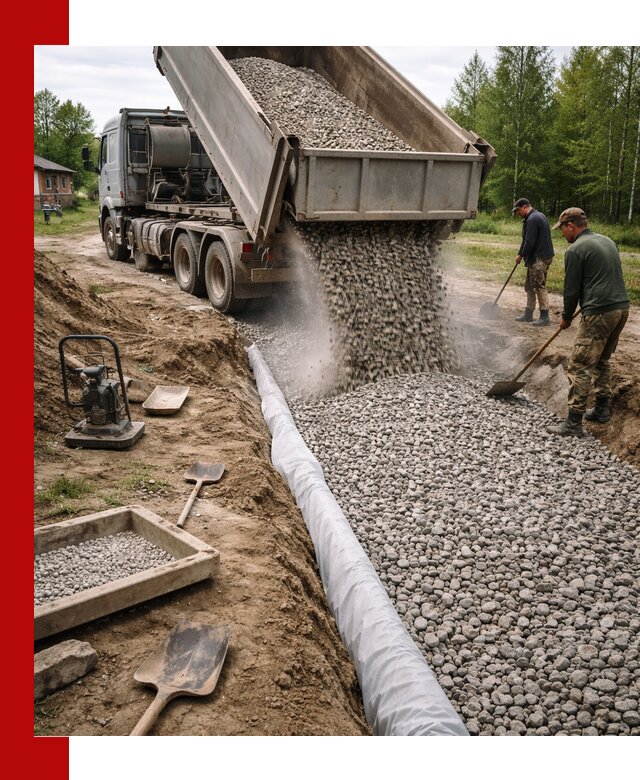 Гравий для дренажа с доставкой в Долгопрудном качественный и недорогой