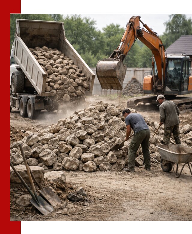 Доставка и разгрузка бутового камня в Долгопрудном