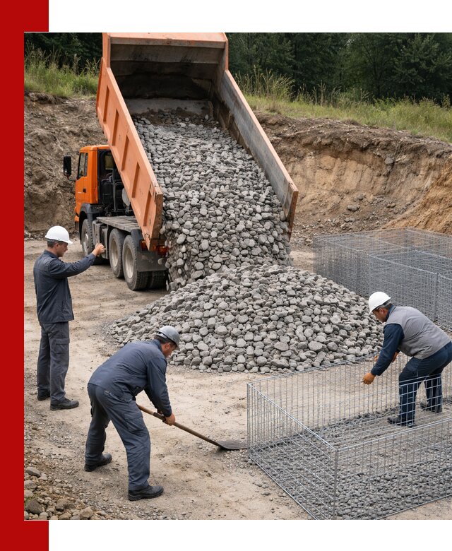 Камень для габионов с доставкой в Долгопрудном быстро и надёжно