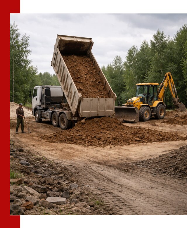 Доставка суглинка самосвалами в Долгопрудном подсыпка и планировка
