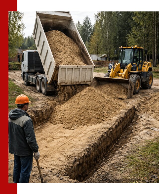 Доставка песчаного грунта в Долгопрудном для строительных работ