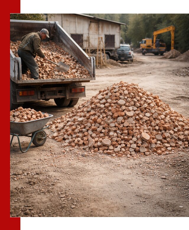 Доставка и подушка из боя кирпича с разгрузкой в Долгопрудном