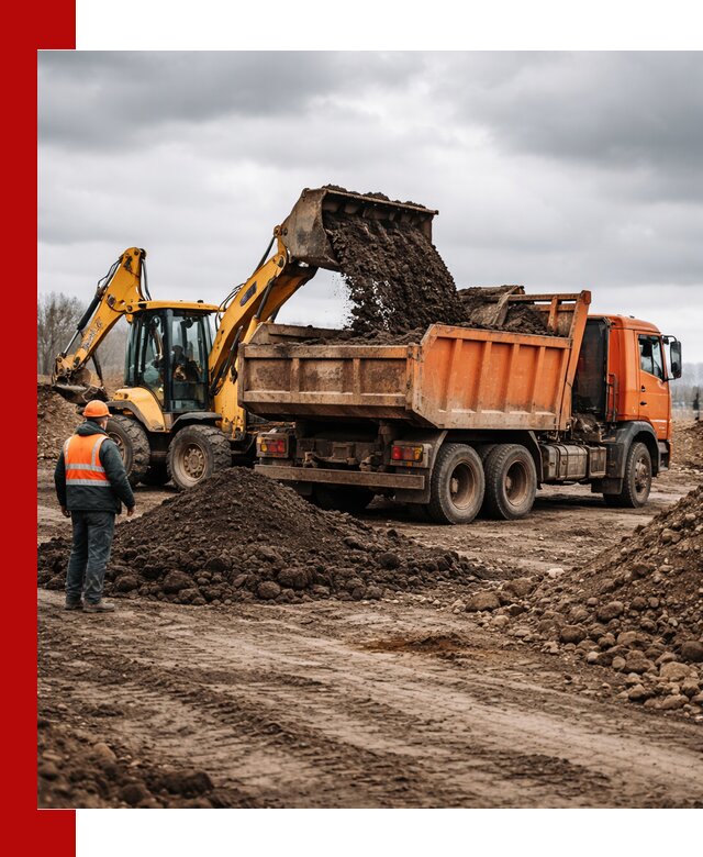 Вывоз грунта и строительного мусора в Долгопрудном грузовыми самосвалами